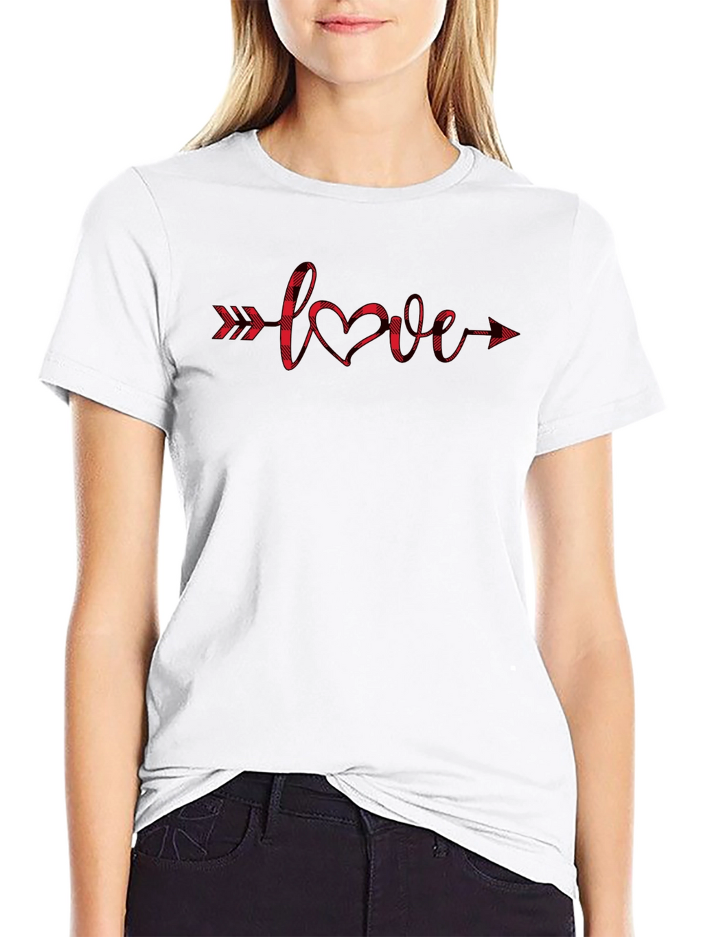 Buffalo Plaid Love Arrow Graphic Tee - Unisex