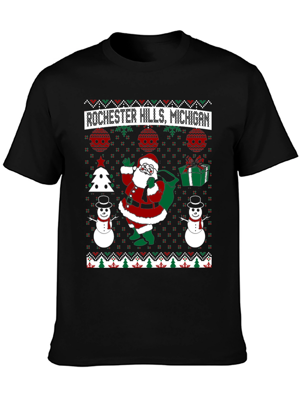 Rochester Hills Michigan Ugly Christmas T-Shirt