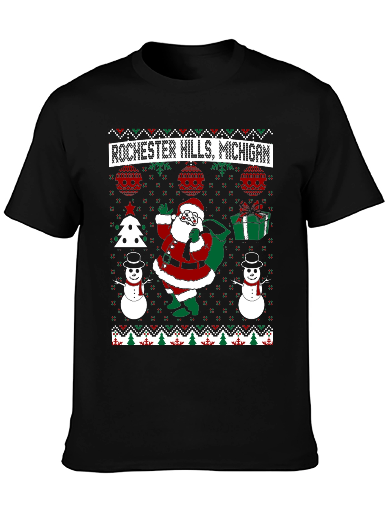 Rochester Hills Michigan Ugly Christmas T-Shirt