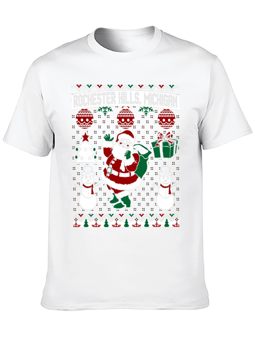 Rochester Hills Michigan Ugly Christmas T-Shirt