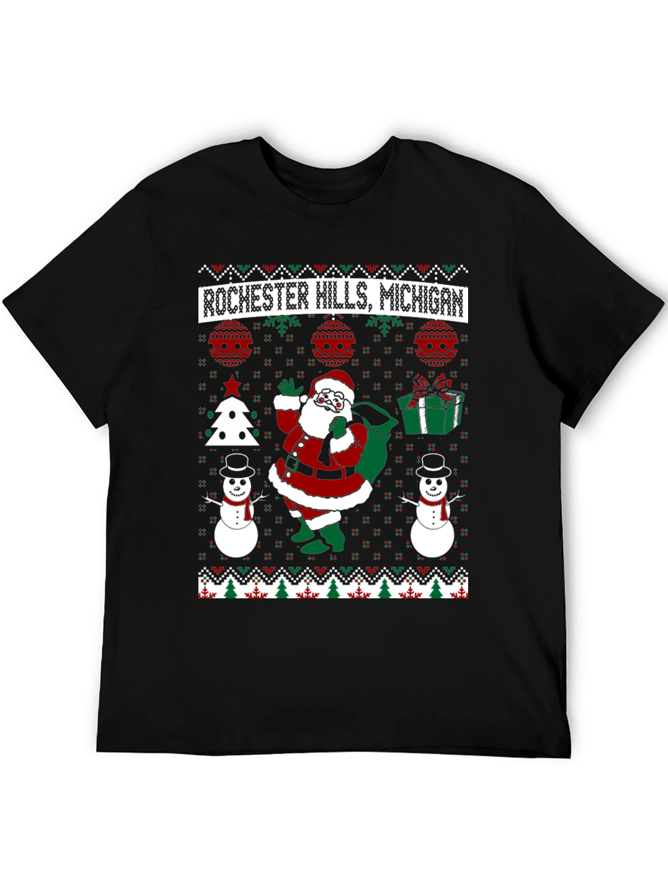 Rochester Hills Michigan Ugly Christmas T-Shirt
