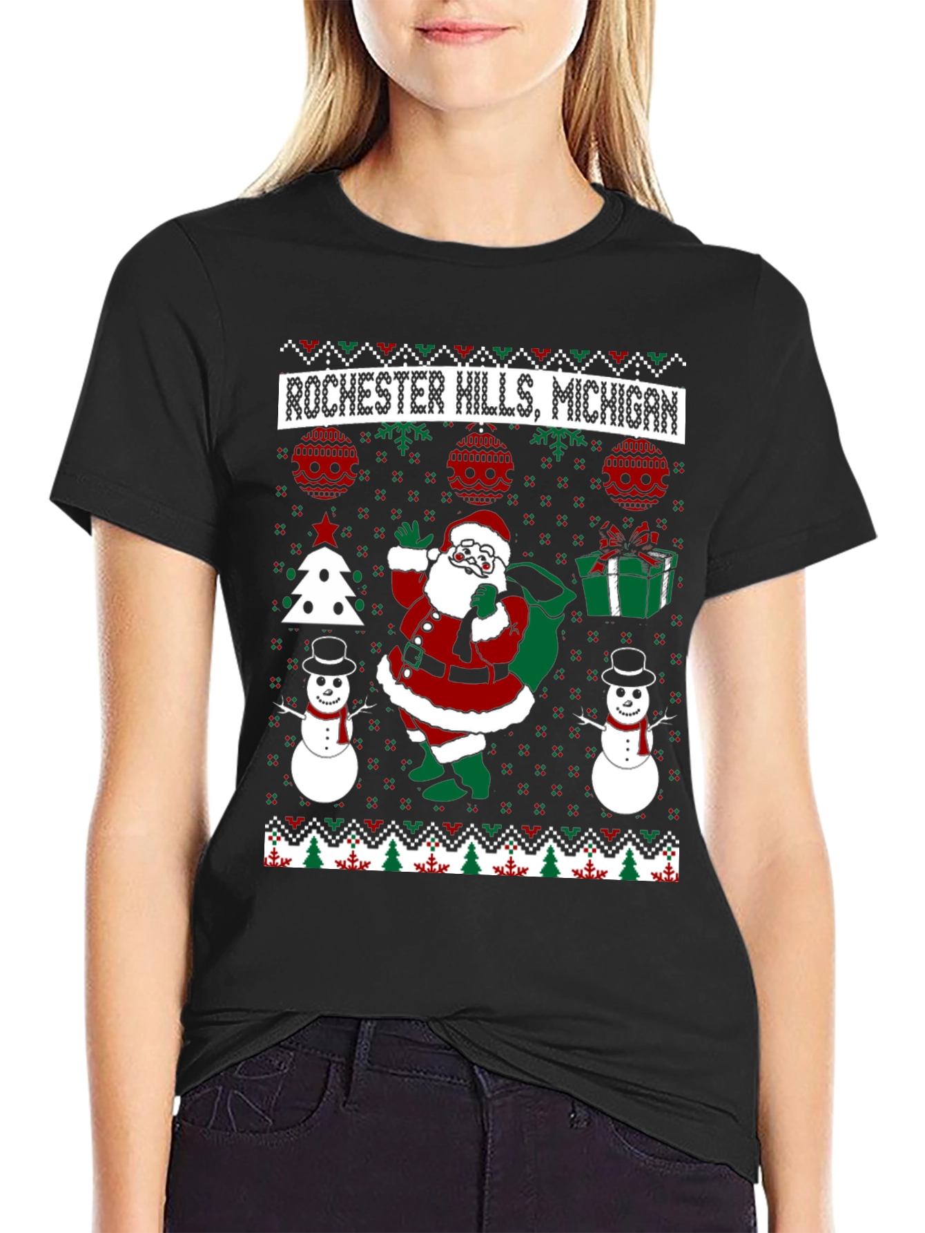 Rochester Hills Michigan Ugly Christmas T-Shirt