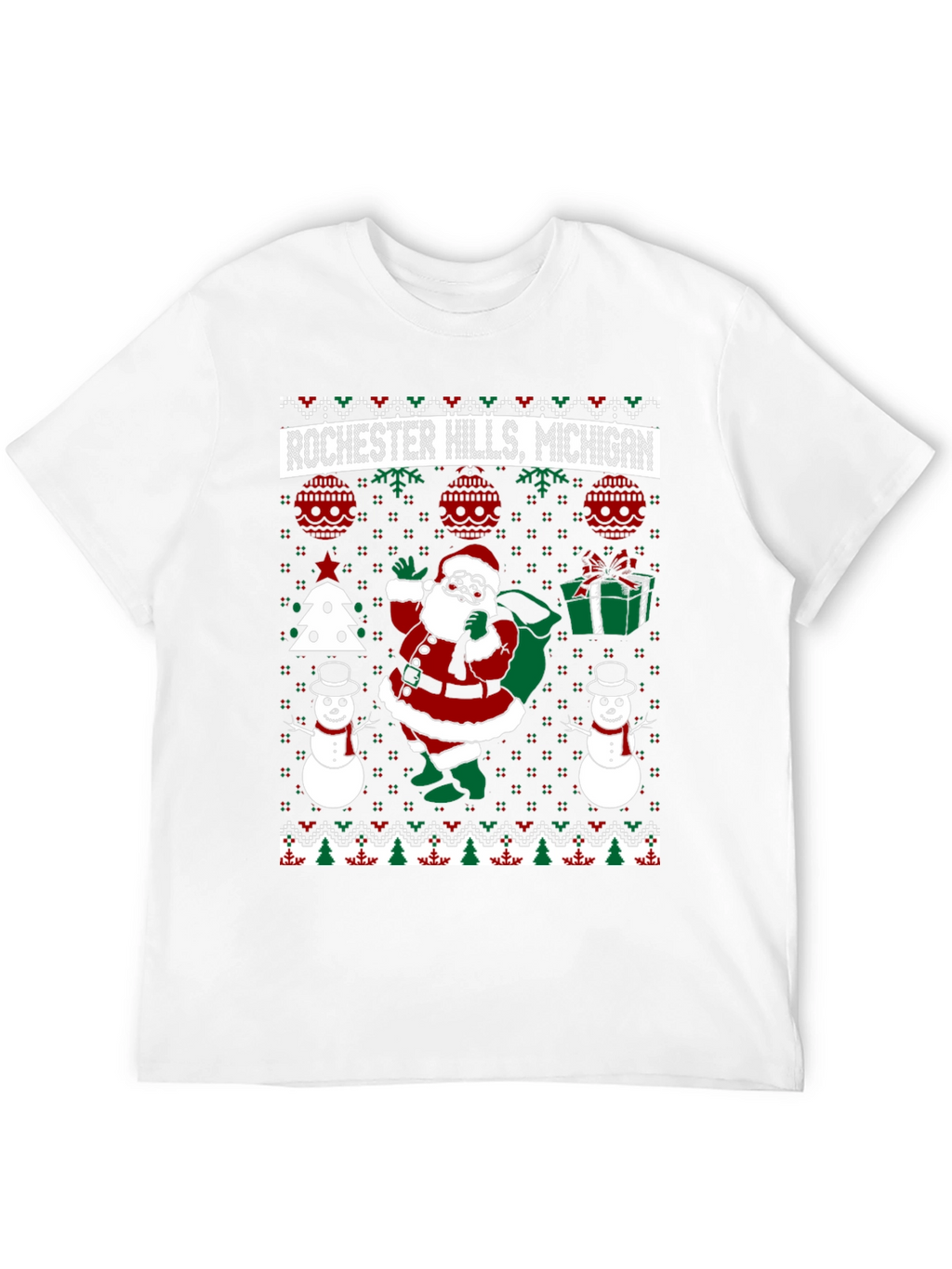 Rochester Hills Michigan Ugly Christmas T-Shirt