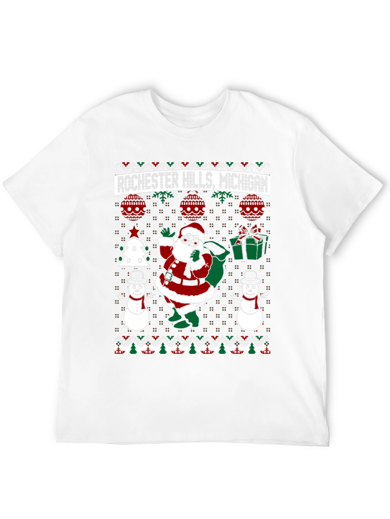Rochester Hills Michigan Ugly Christmas T-Shirt