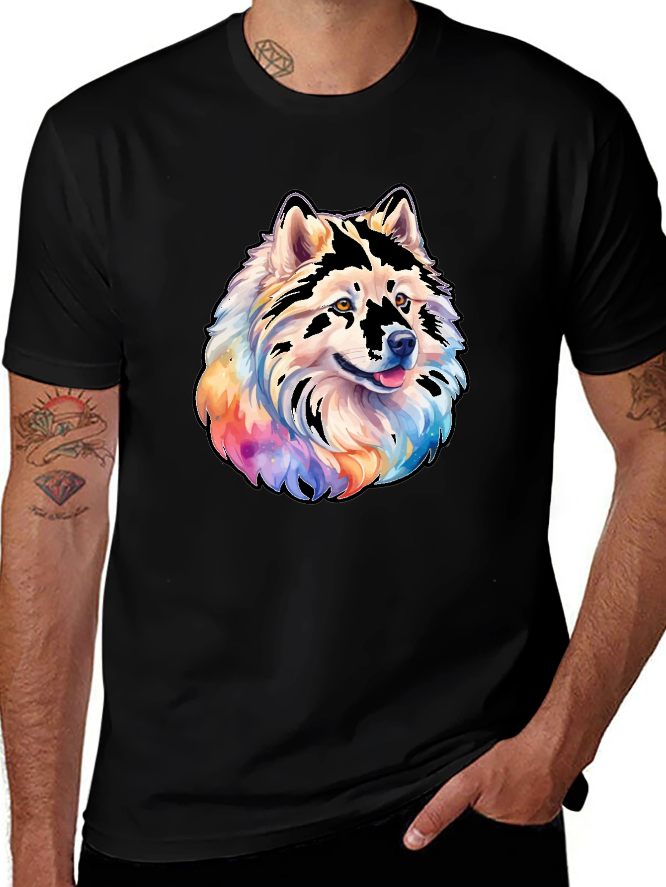 Dog Head Graphic Tee - Colorful Pet Lover Shirt