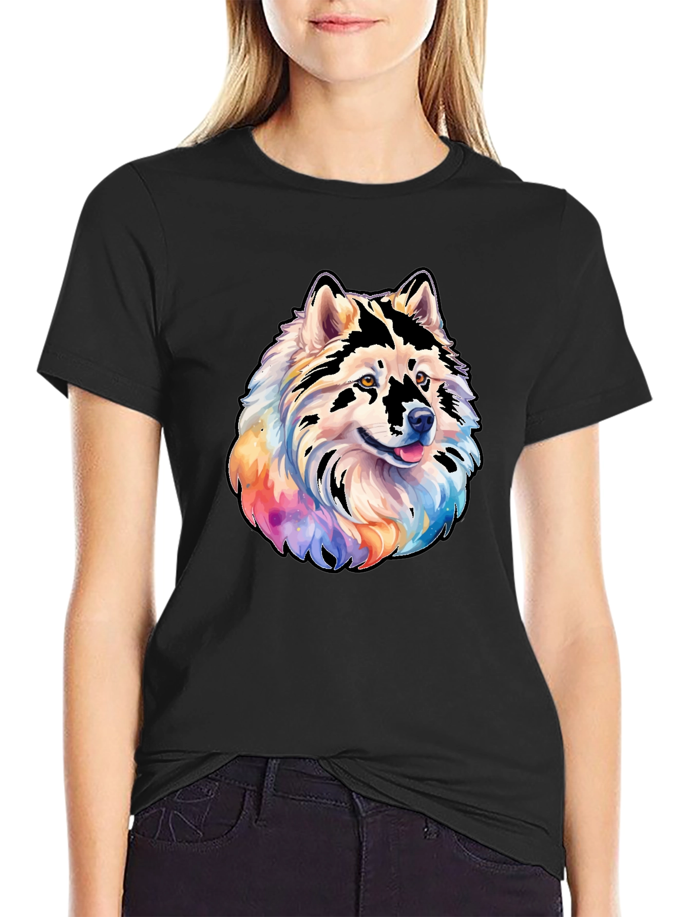 Dog Head Graphic Tee - Colorful Pet Lover Shirt