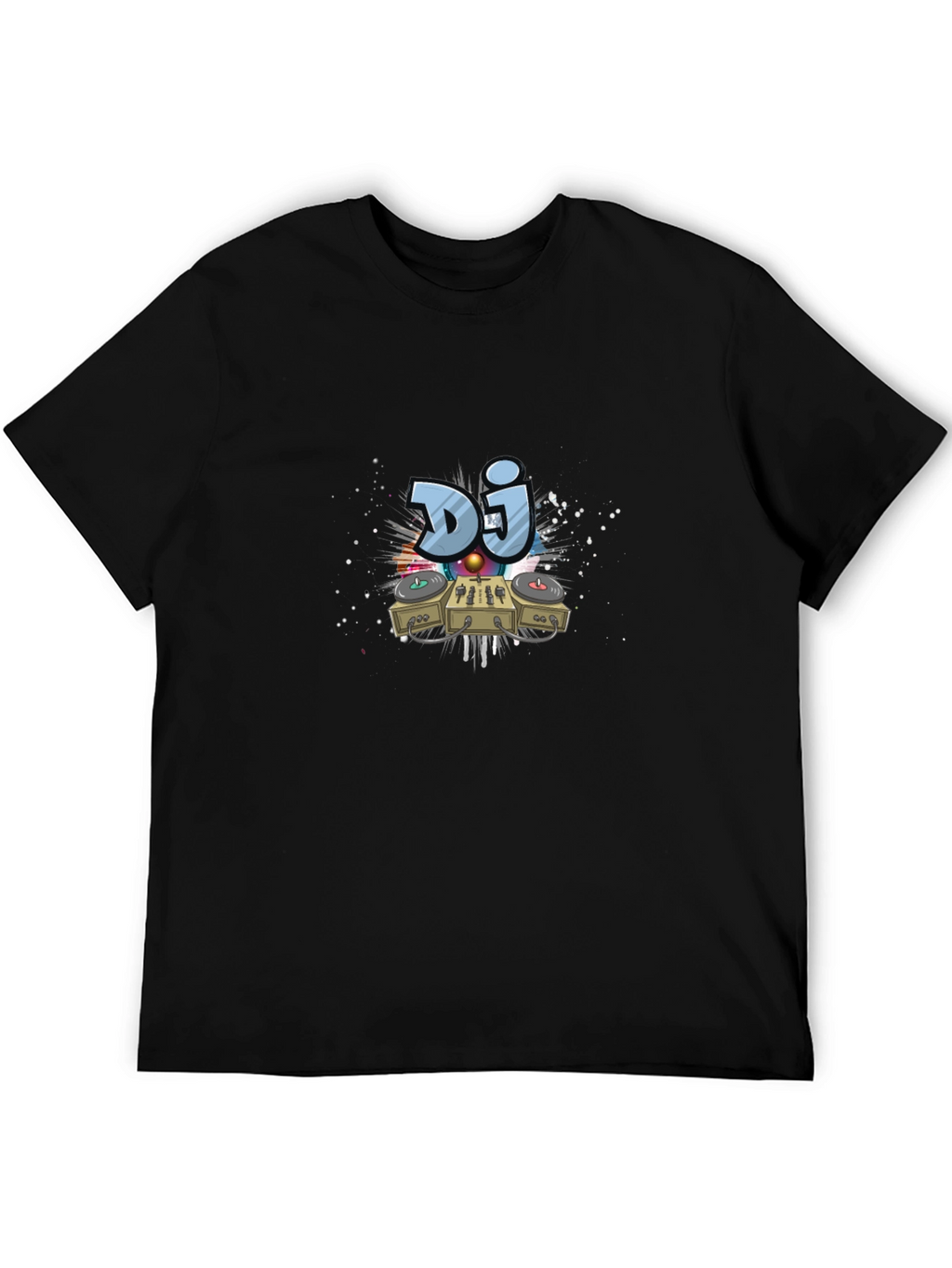 DJ Turntable Graphic Print Black T-Shirt