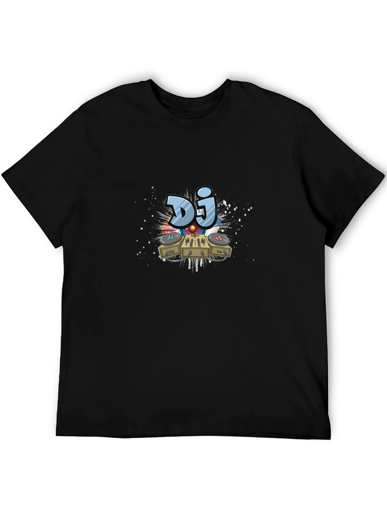 DJ Turntable Graphic Print Black T-Shirt