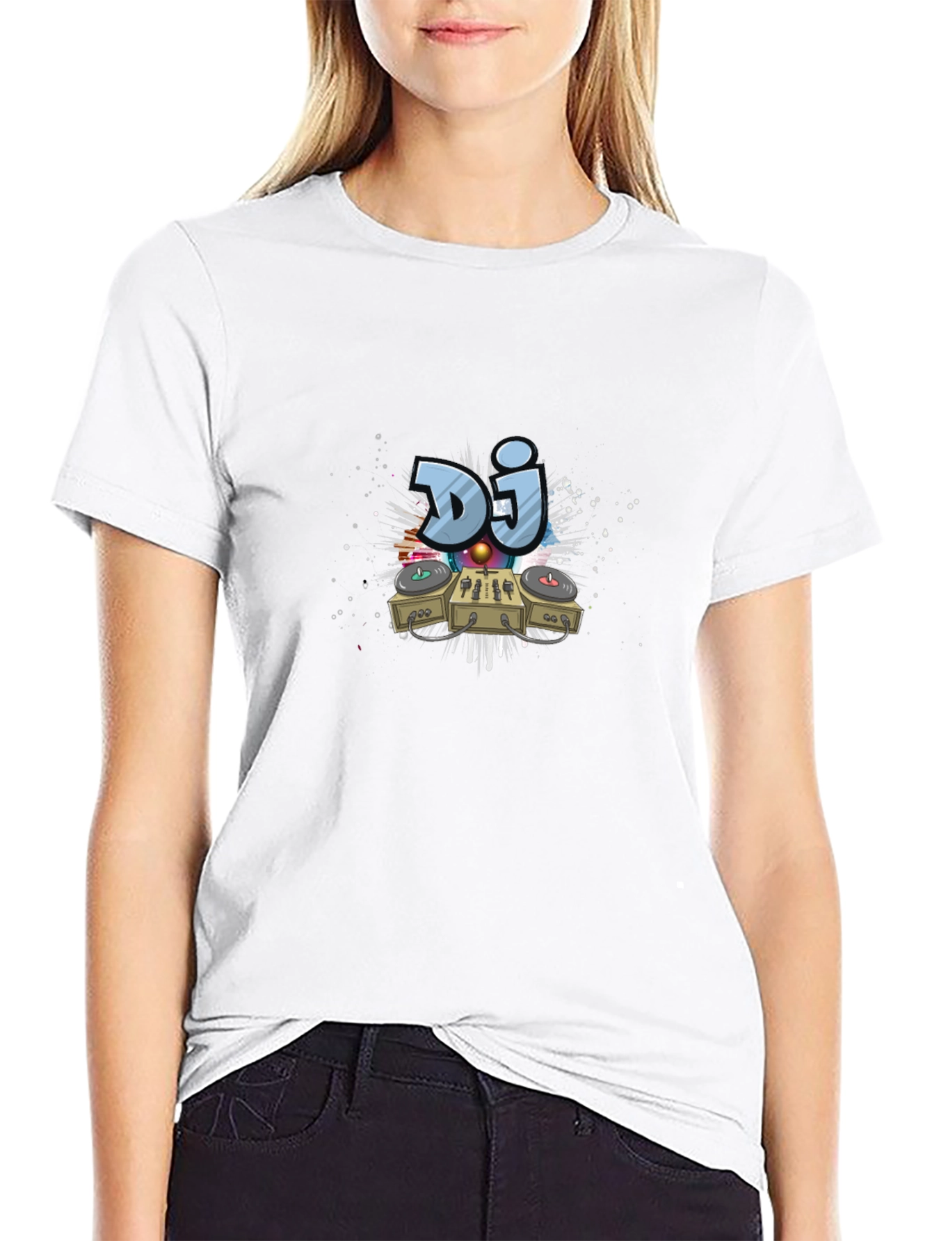DJ Turntable Graphic Print Black T-Shirt