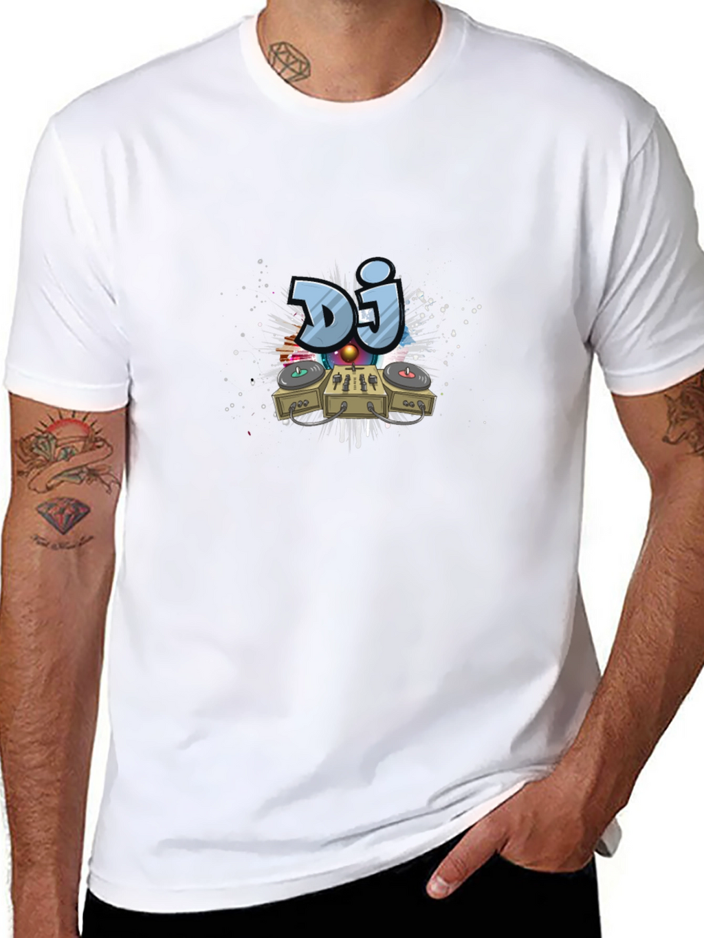 DJ Turntable Graphic Print Black T-Shirt