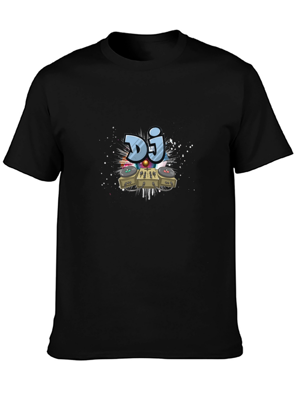 DJ Turntable Graphic Print Black T-Shirt