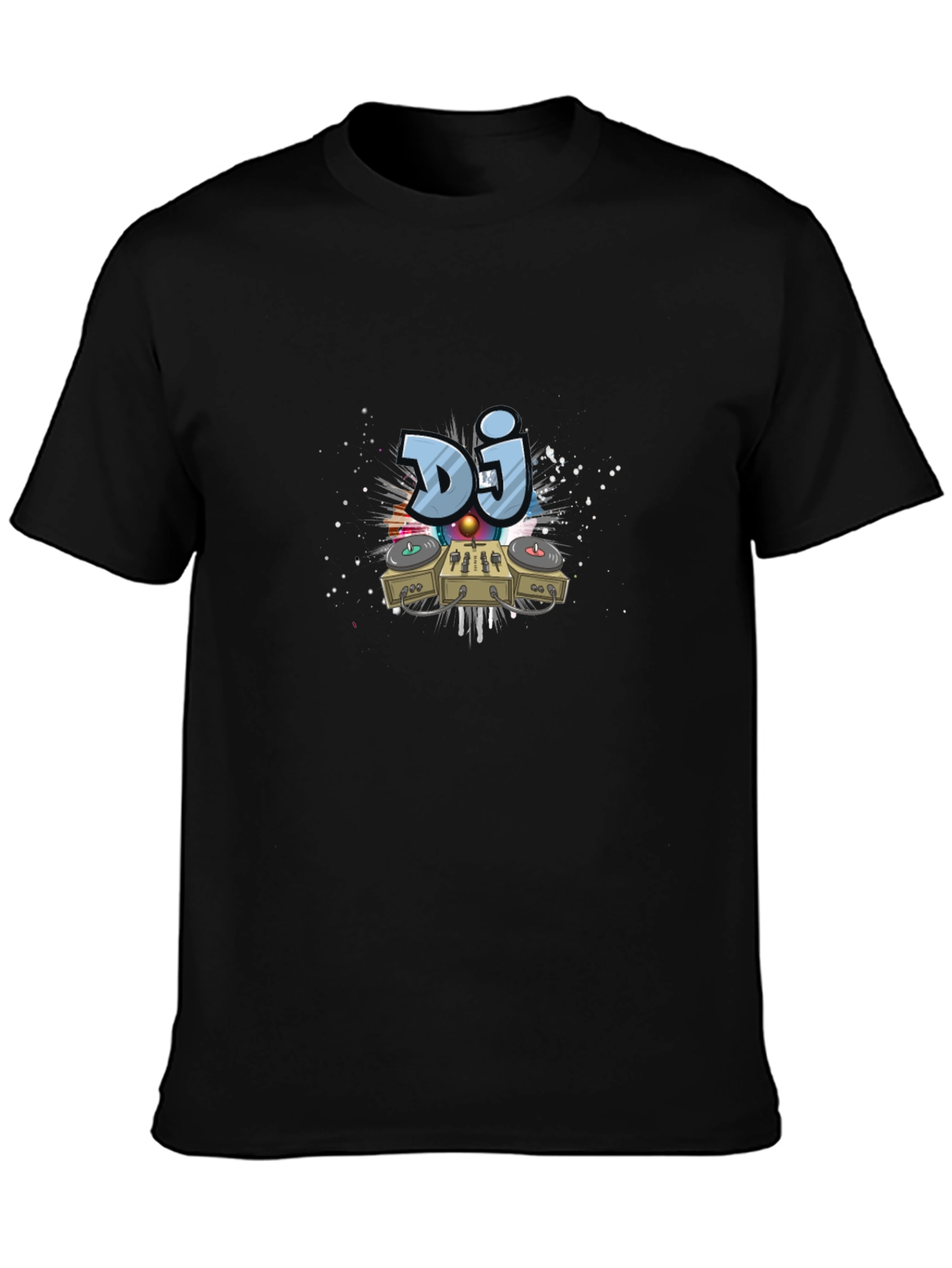 DJ Turntable Graphic Print Black T-Shirt