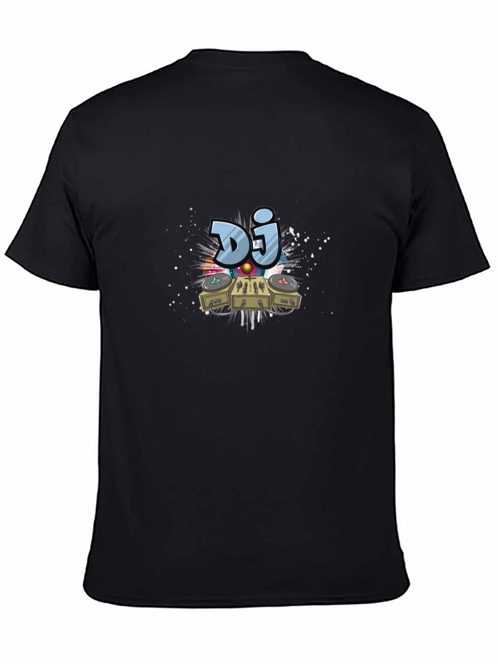 DJ Turntable Graphic Print Black T-Shirt
