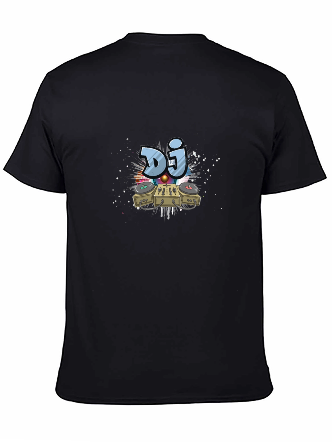 DJ Turntable Graphic Print Black T-Shirt