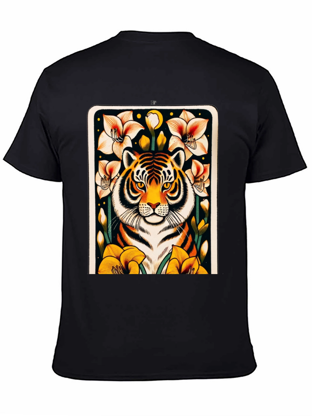 Tiger Floral Graphic Black T-Shirt