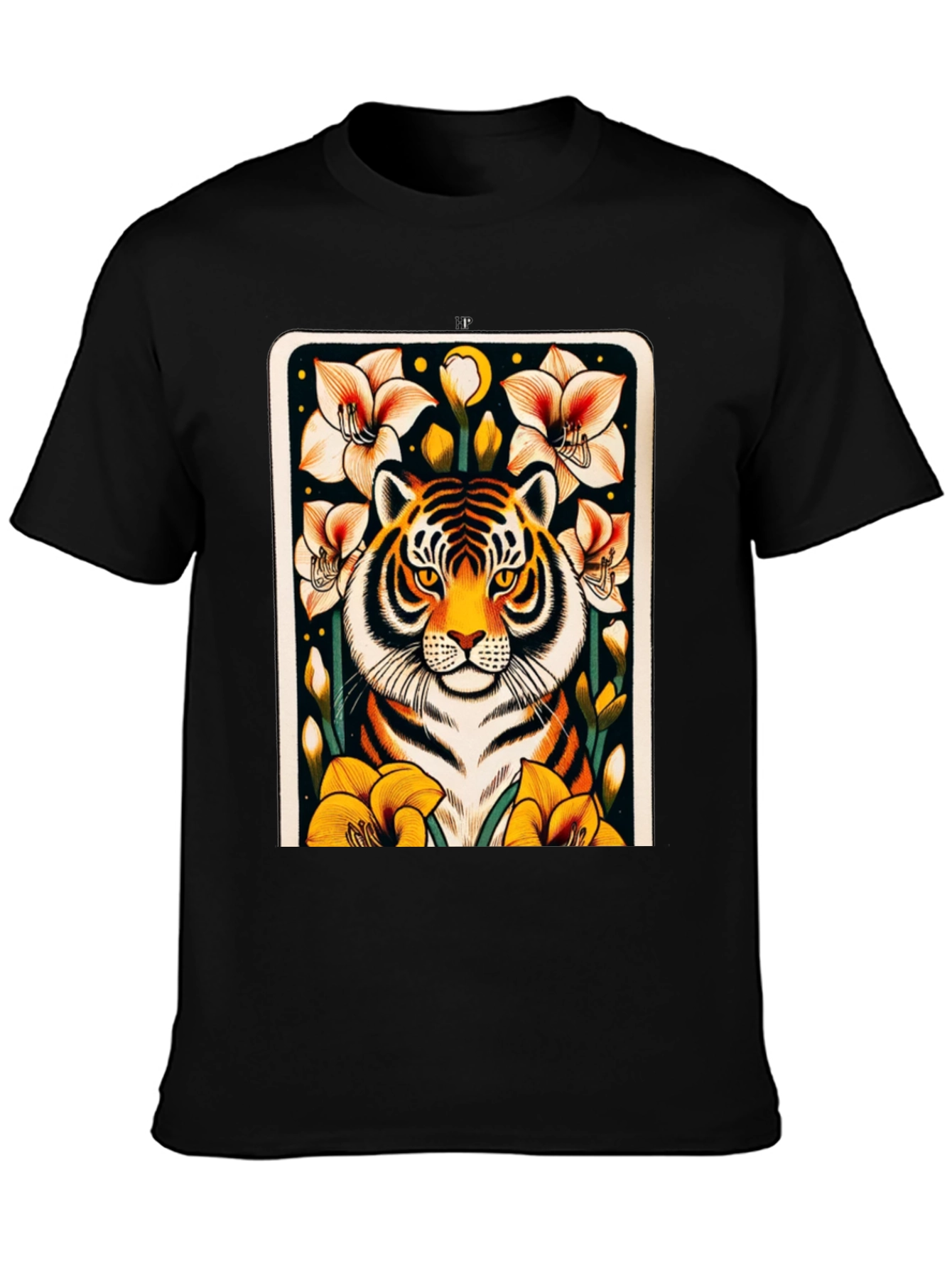 Tiger Floral Graphic Black T-Shirt