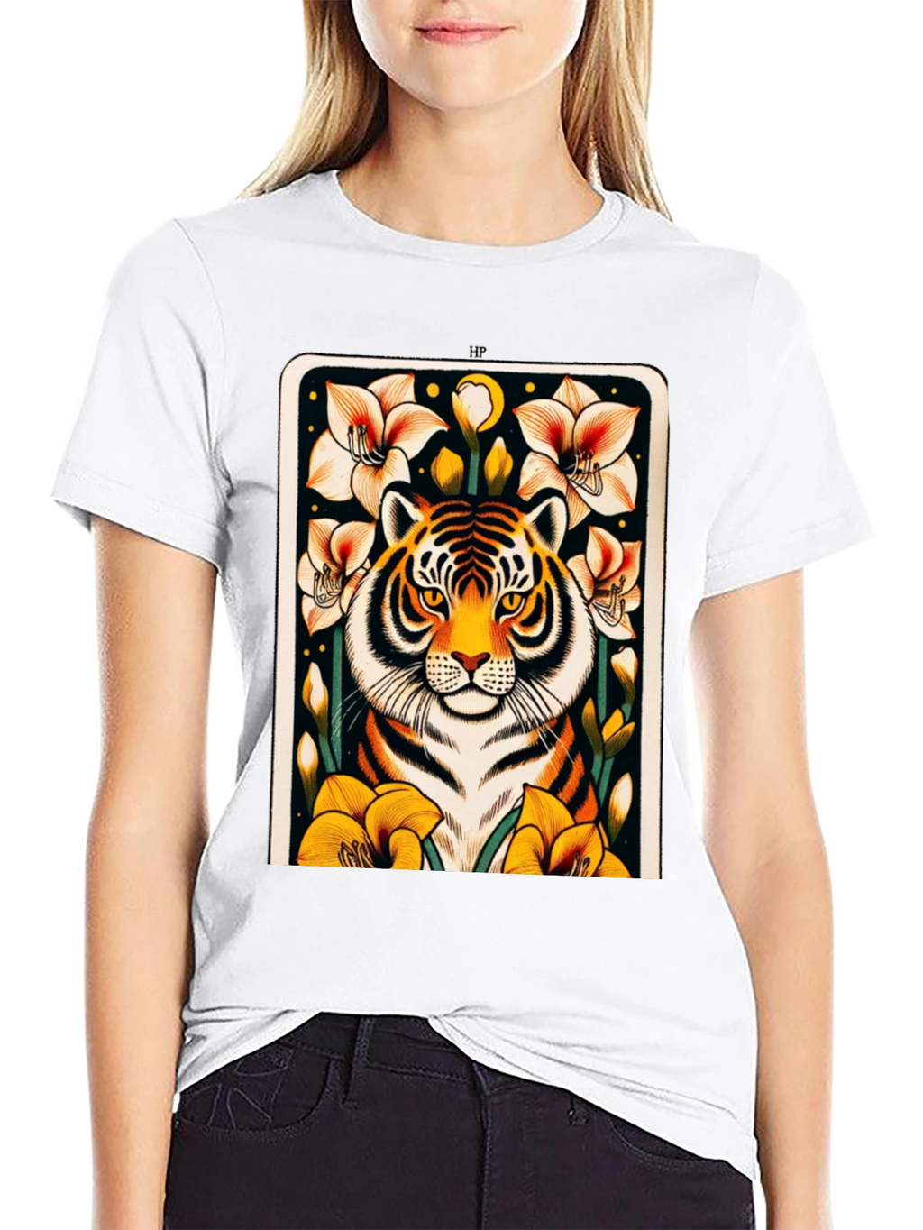 Tiger Floral Graphic Black T-Shirt