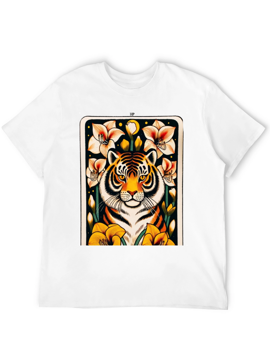 Tiger Floral Graphic Black T-Shirt