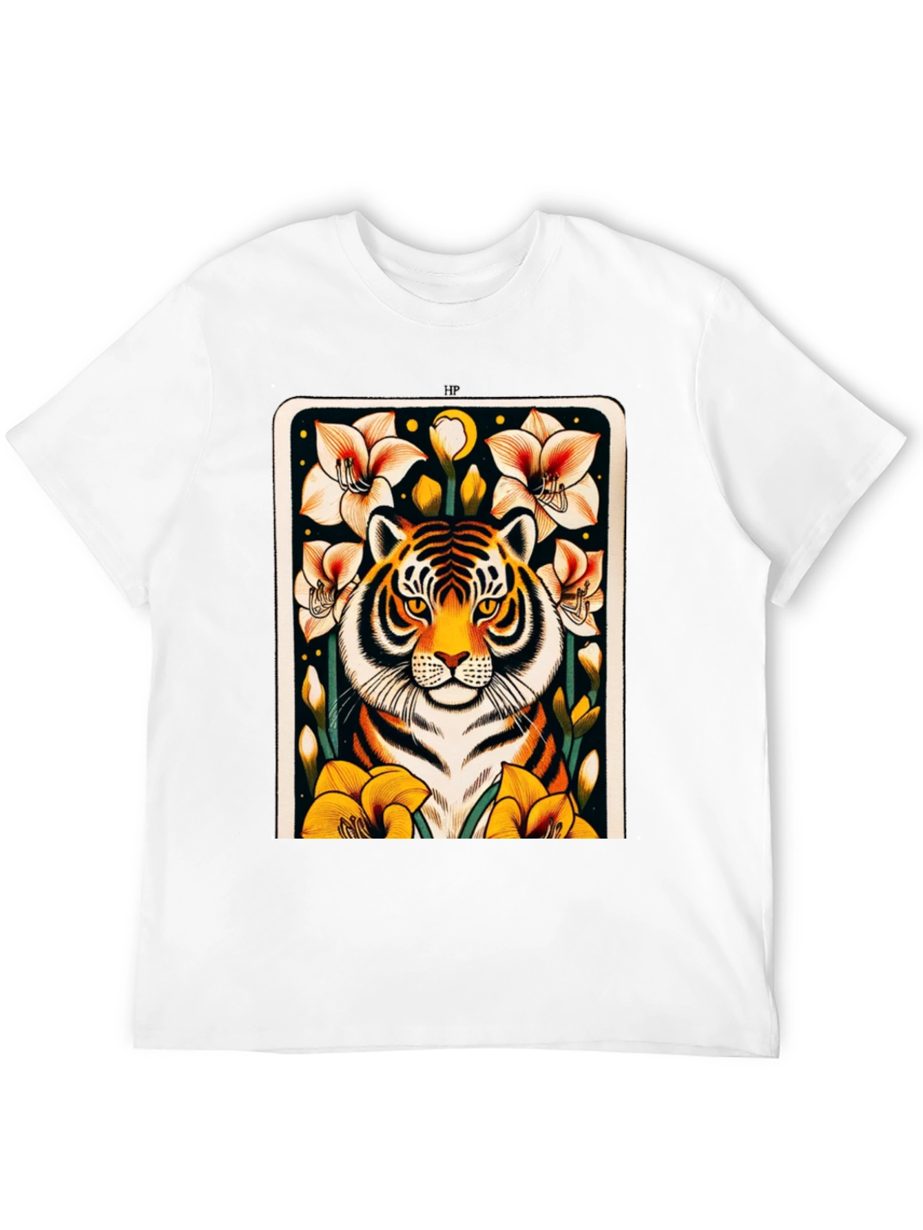 Tiger Floral Graphic Black T-Shirt