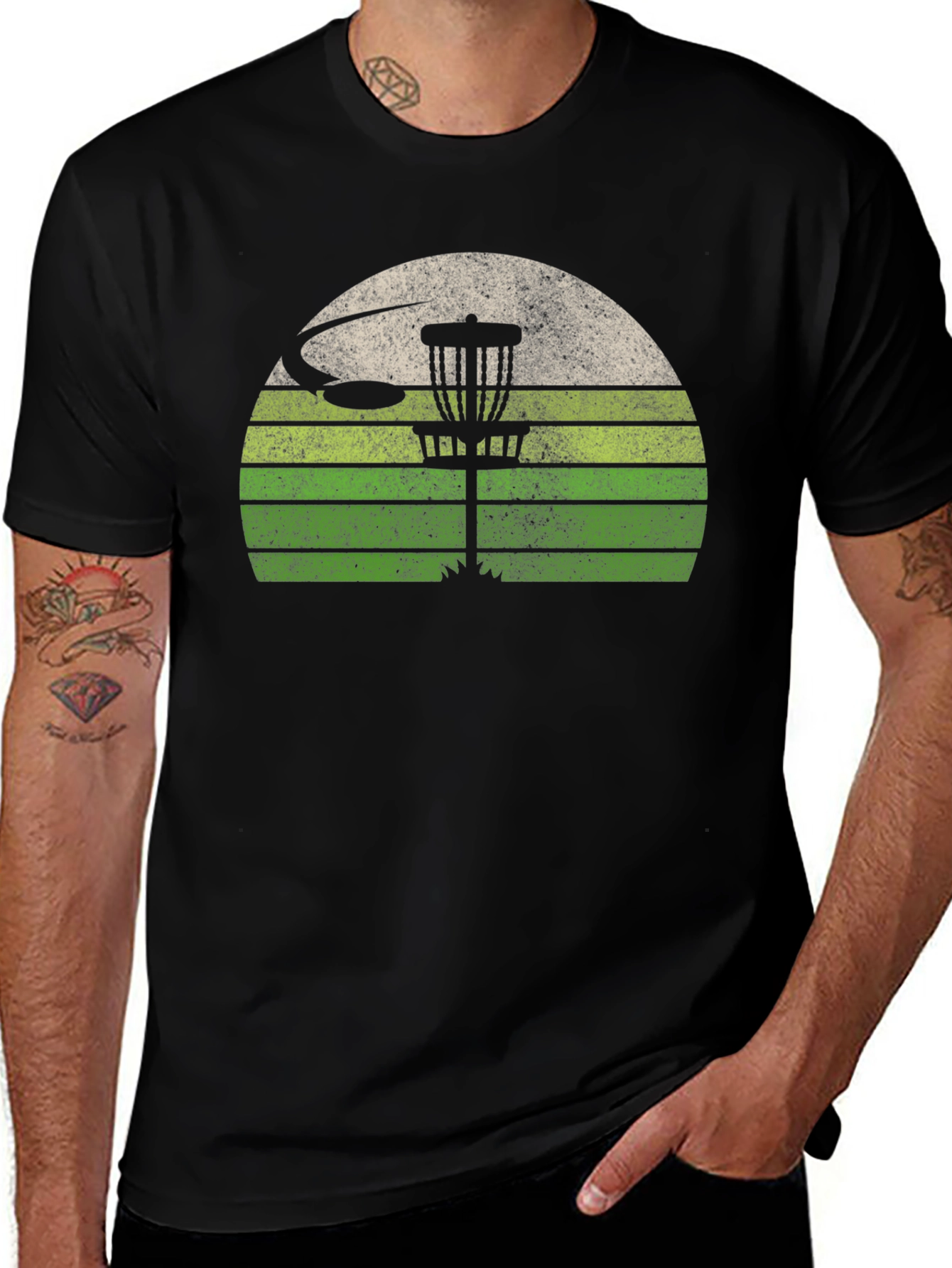 Retro Disc Golf T-Shirt - Sunset Design
