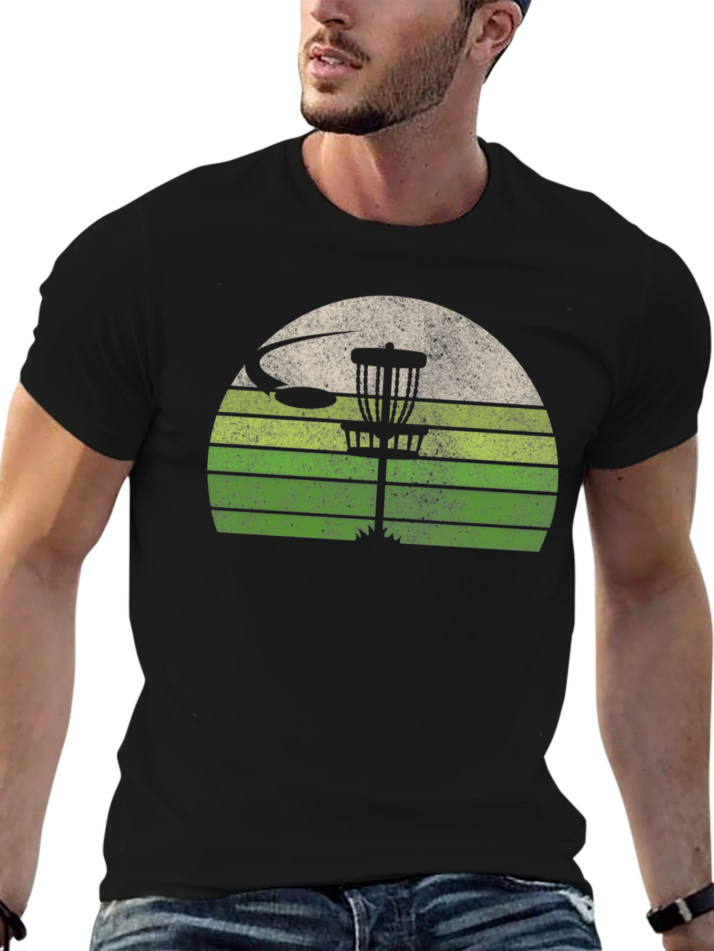 Retro Disc Golf T-Shirt - Sunset Design