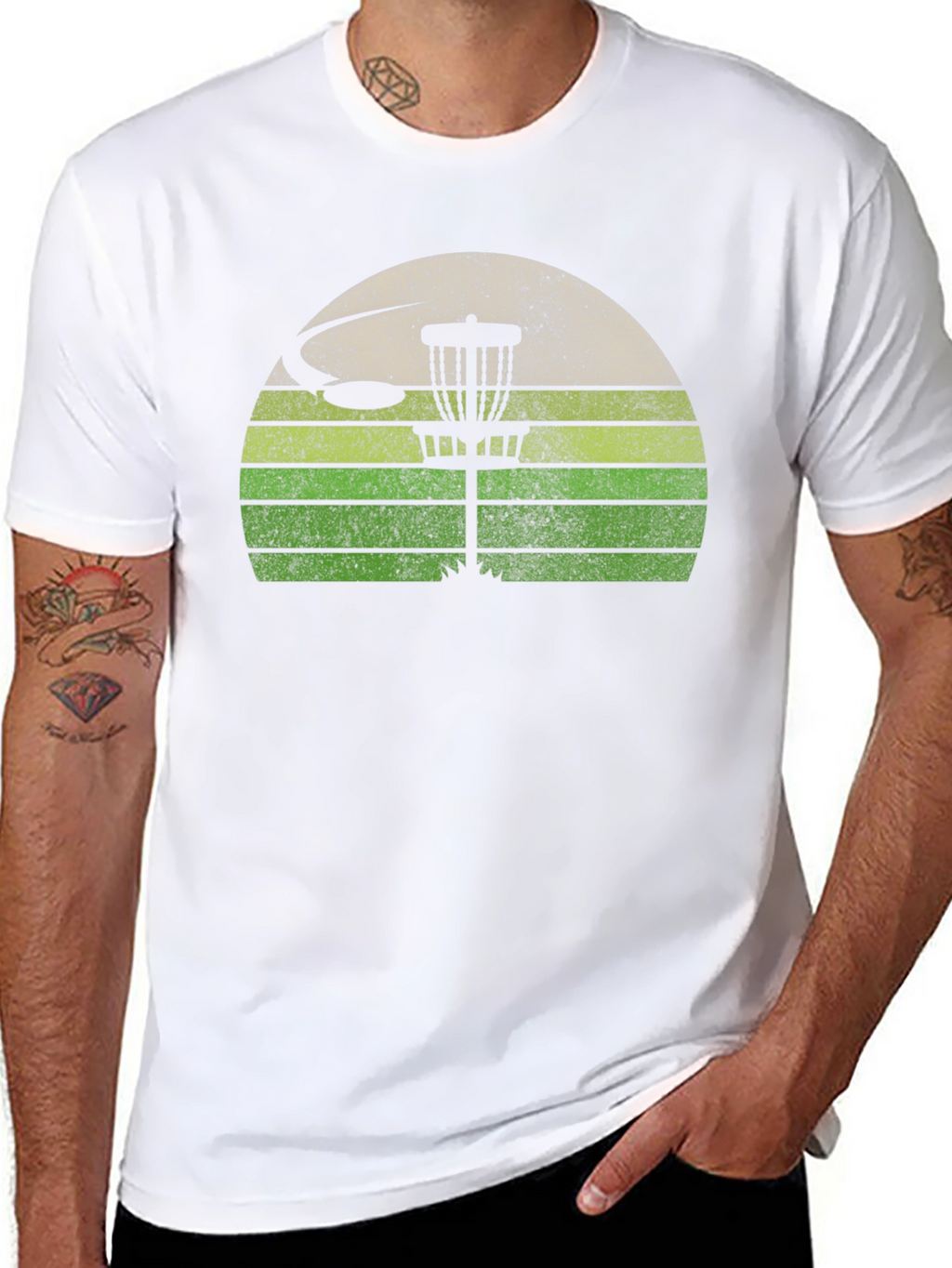 Retro Disc Golf T-Shirt - Sunset Design