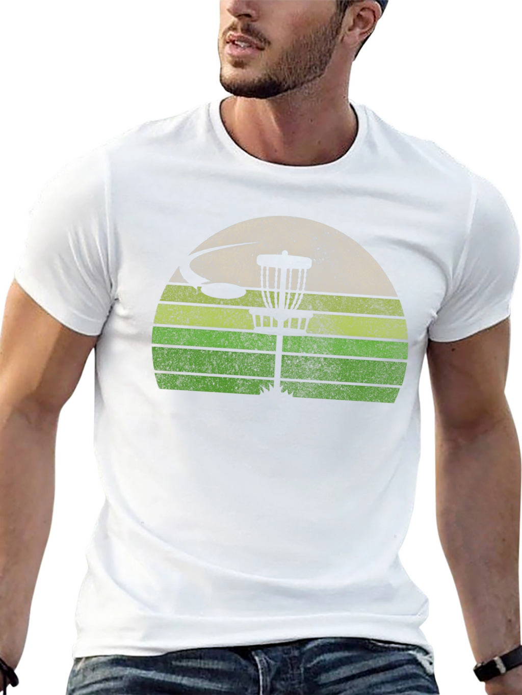 Retro Disc Golf T-Shirt - Sunset Design