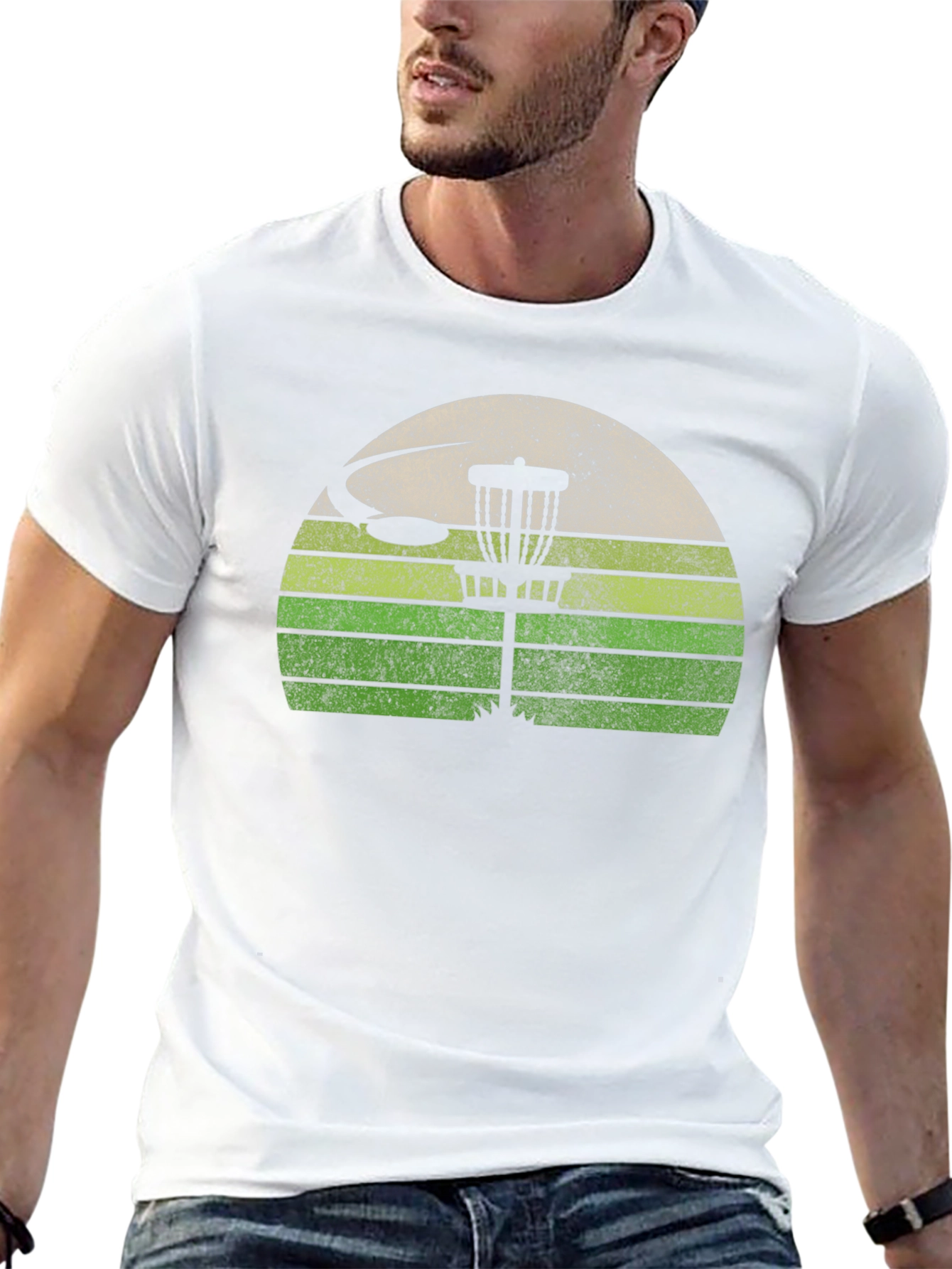 Retro Disc Golf T-Shirt - Sunset Design