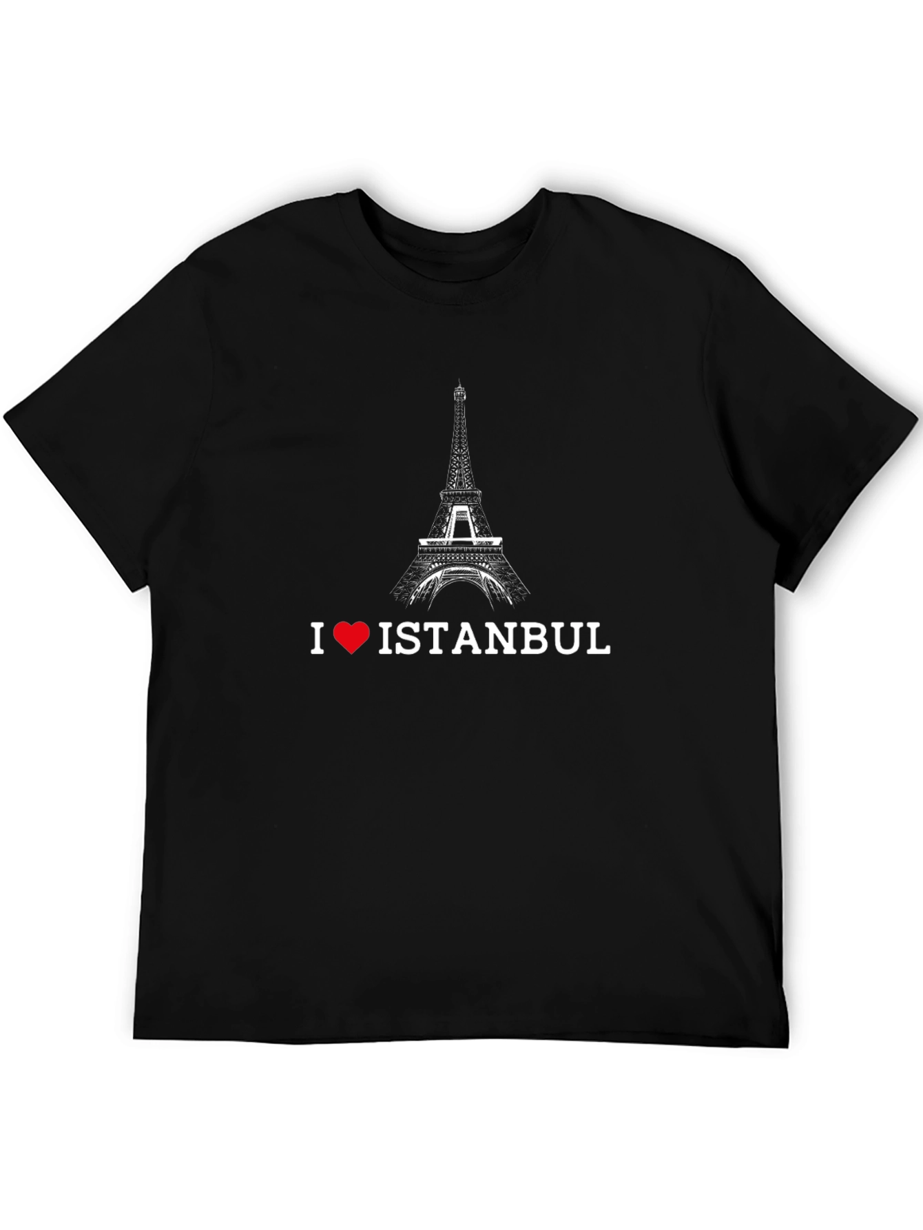 I Love Istanbul Black T-Shirt Eiffel Tower Design