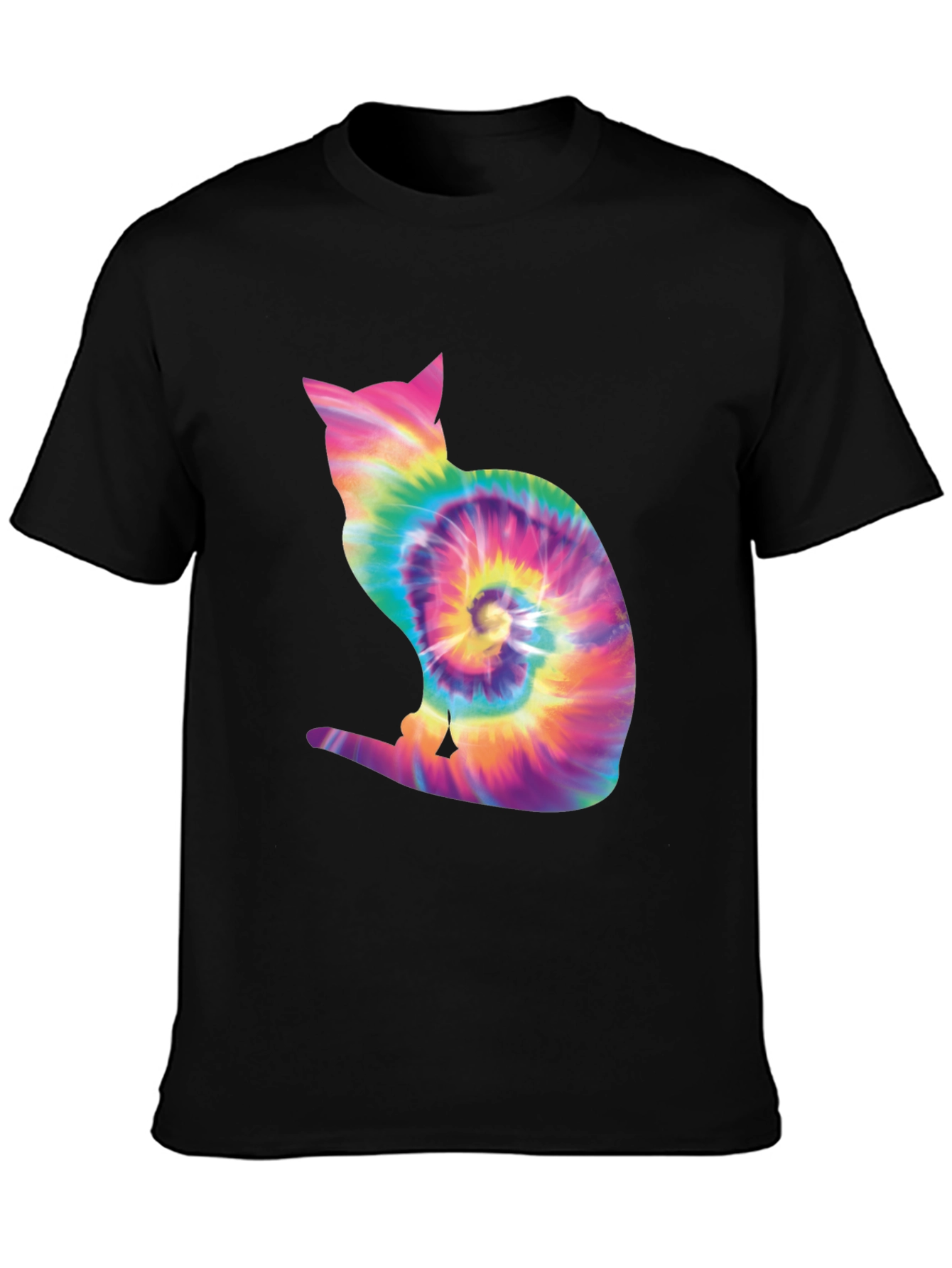 Tie Dye Cat Silhouette T-Shirt