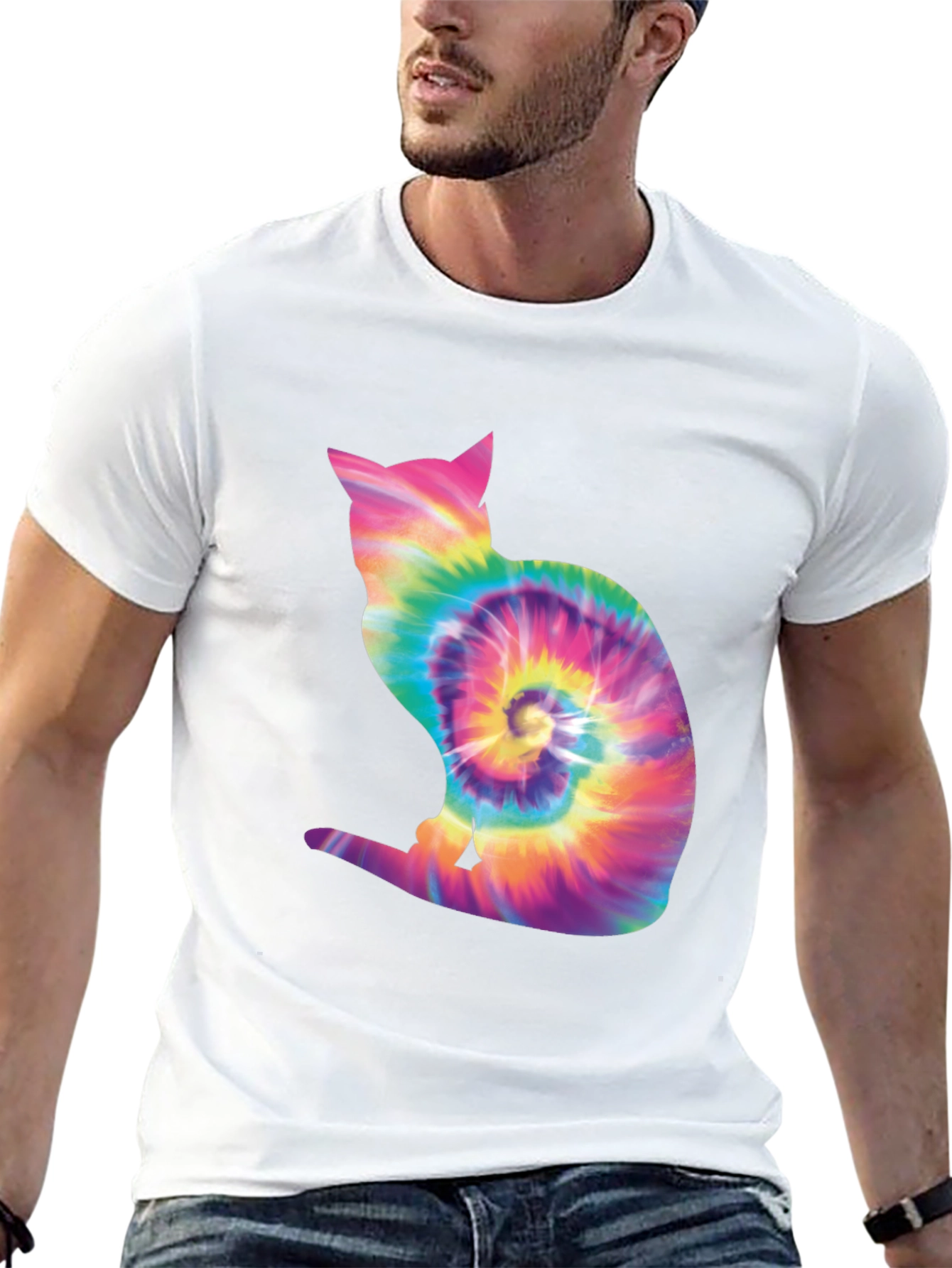 Tie Dye Cat Silhouette T-Shirt