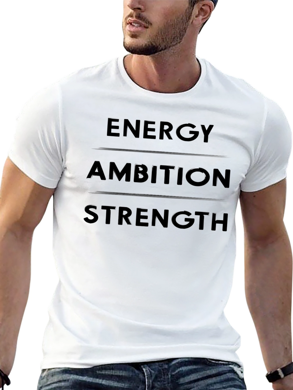 Energy Ambition Strength Graphic Tee - Mens Black T-Shirt