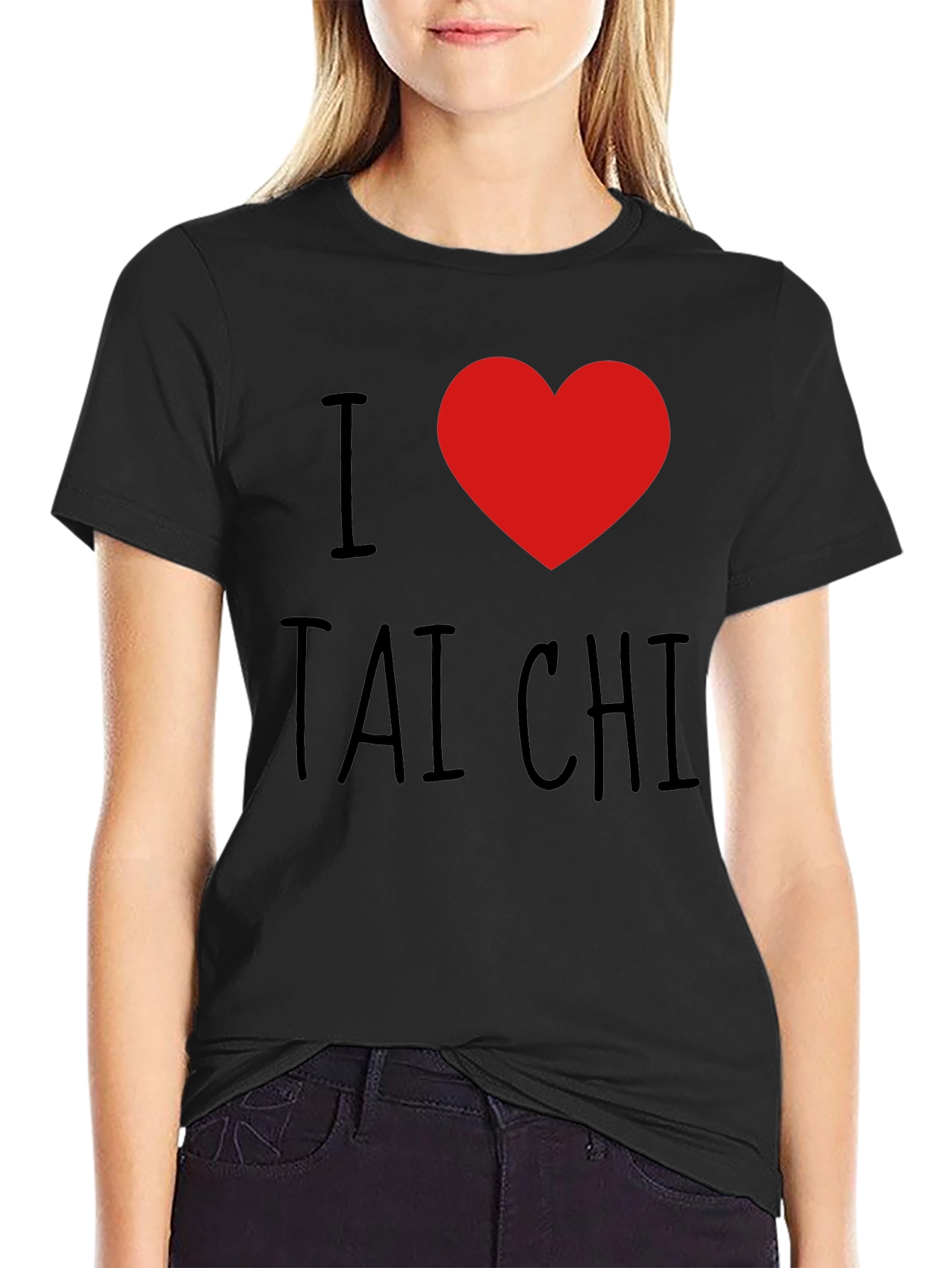 I Love Tai Chi Graphic Tee - Black Cotton Blend
