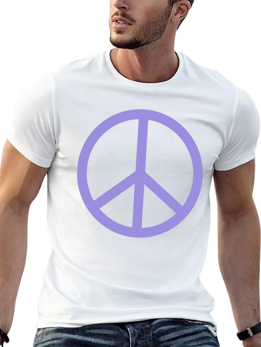 Peace Sign Graphic Tee - Black Crew Neck T-Shirt