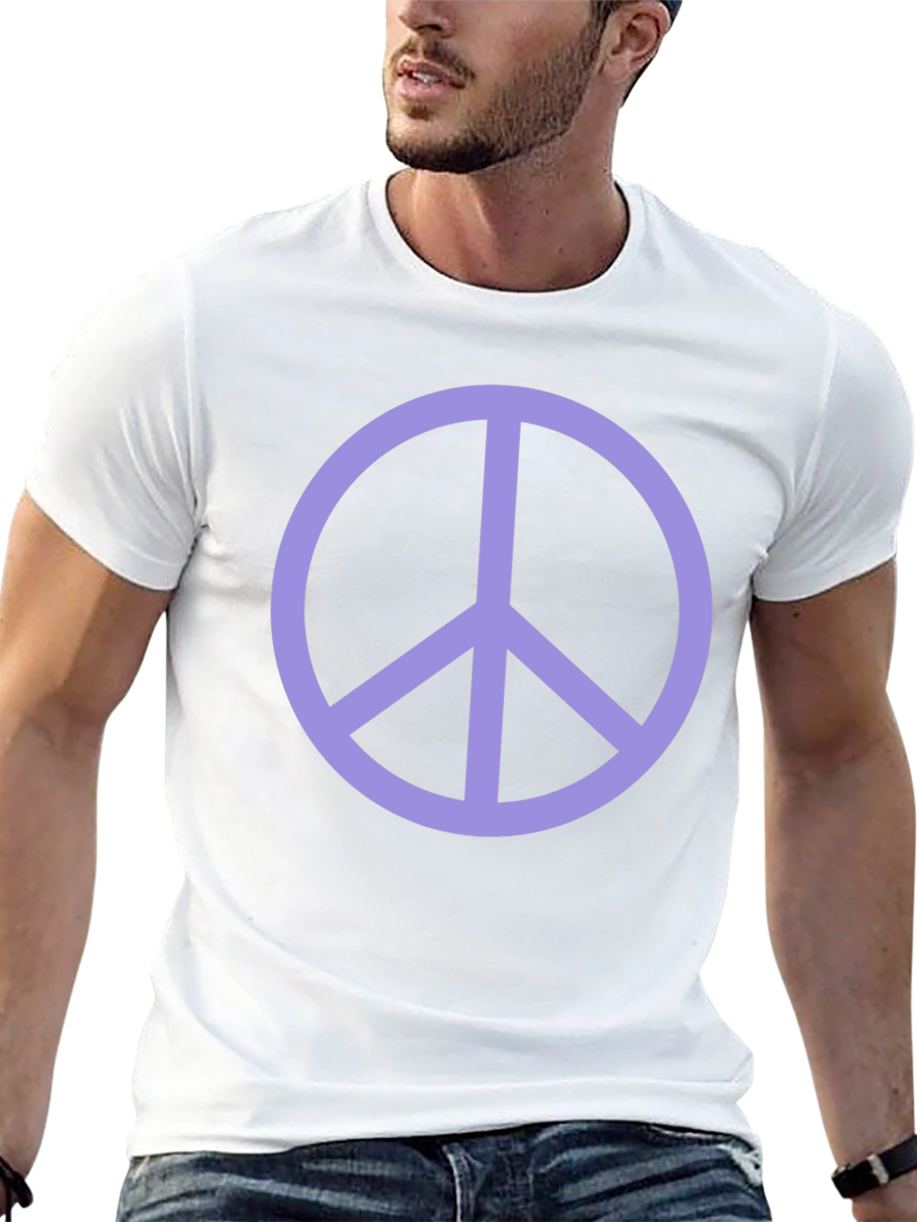Peace Sign Graphic Tee - Black Crew Neck T-Shirt