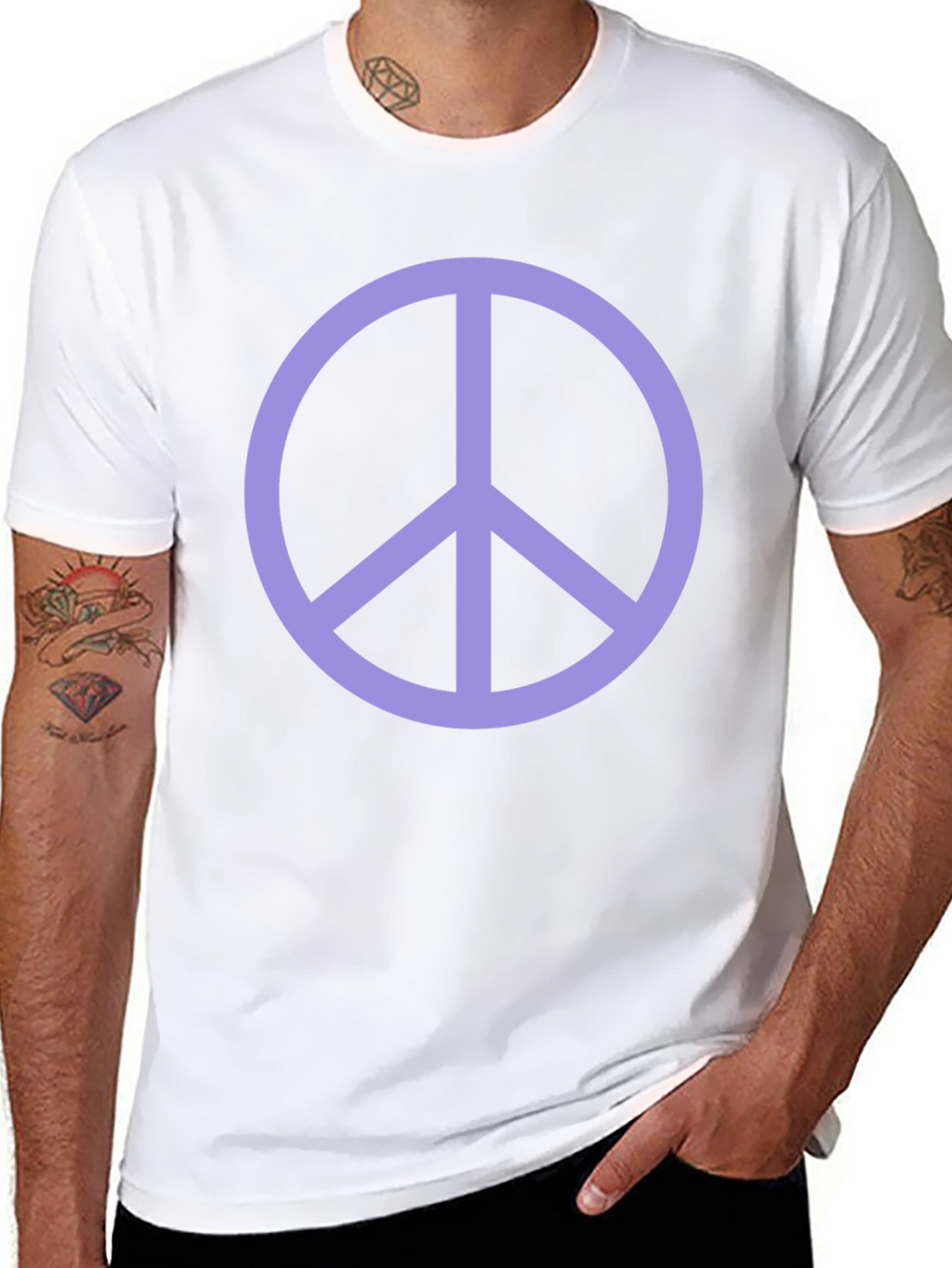 Peace Sign Graphic Tee - Black Crew Neck T-Shirt