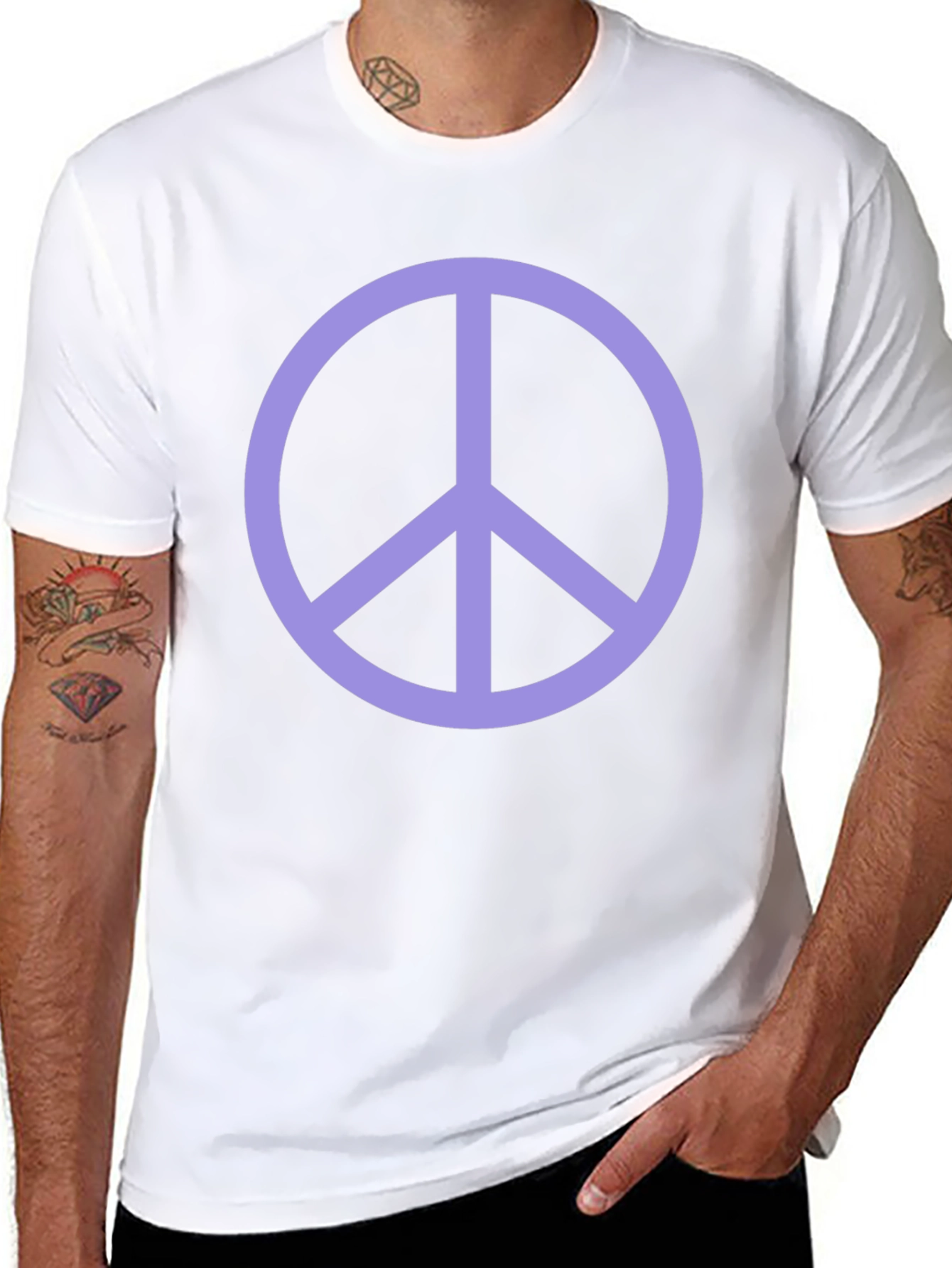 Peace Sign Graphic Tee - Black Crew Neck T-Shirt