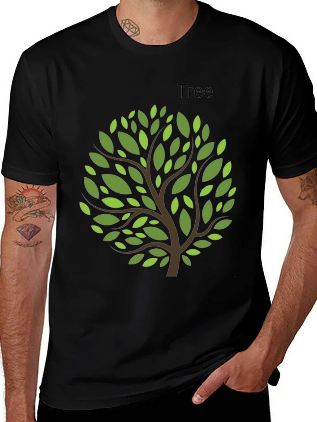 Nature Inspired Tree Graphic Tee - Black