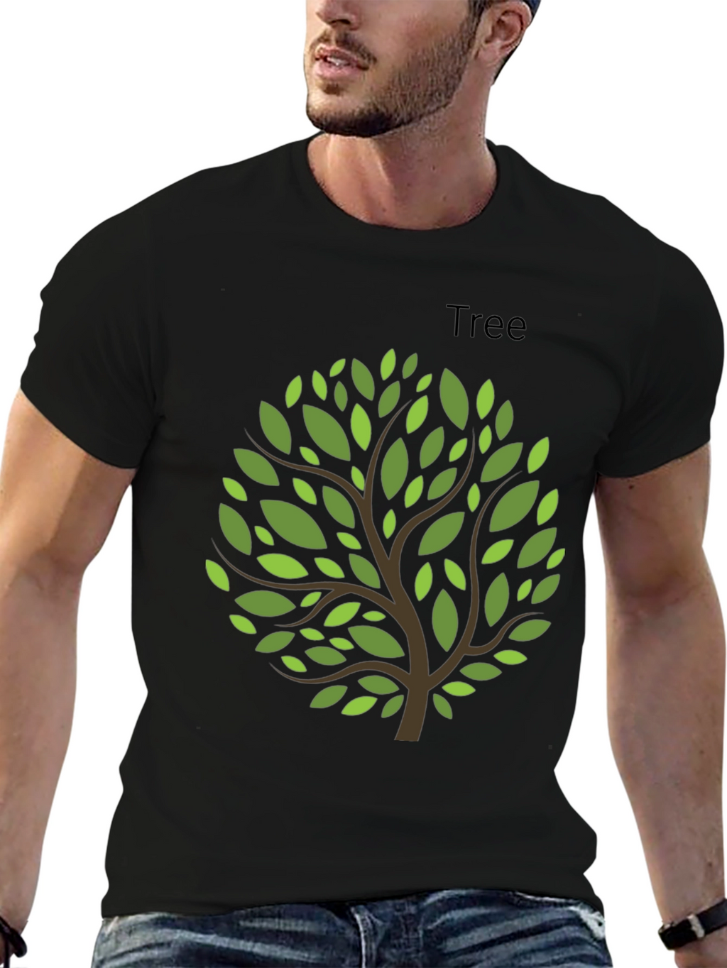 Nature Inspired Tree Graphic Tee - Black