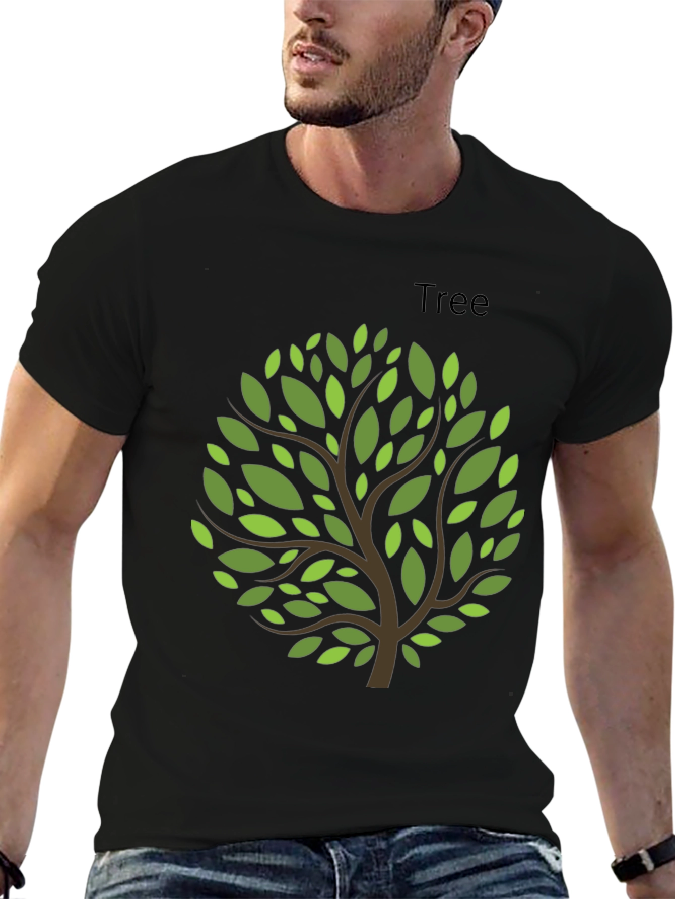 Nature Inspired Tree Graphic Tee - Black