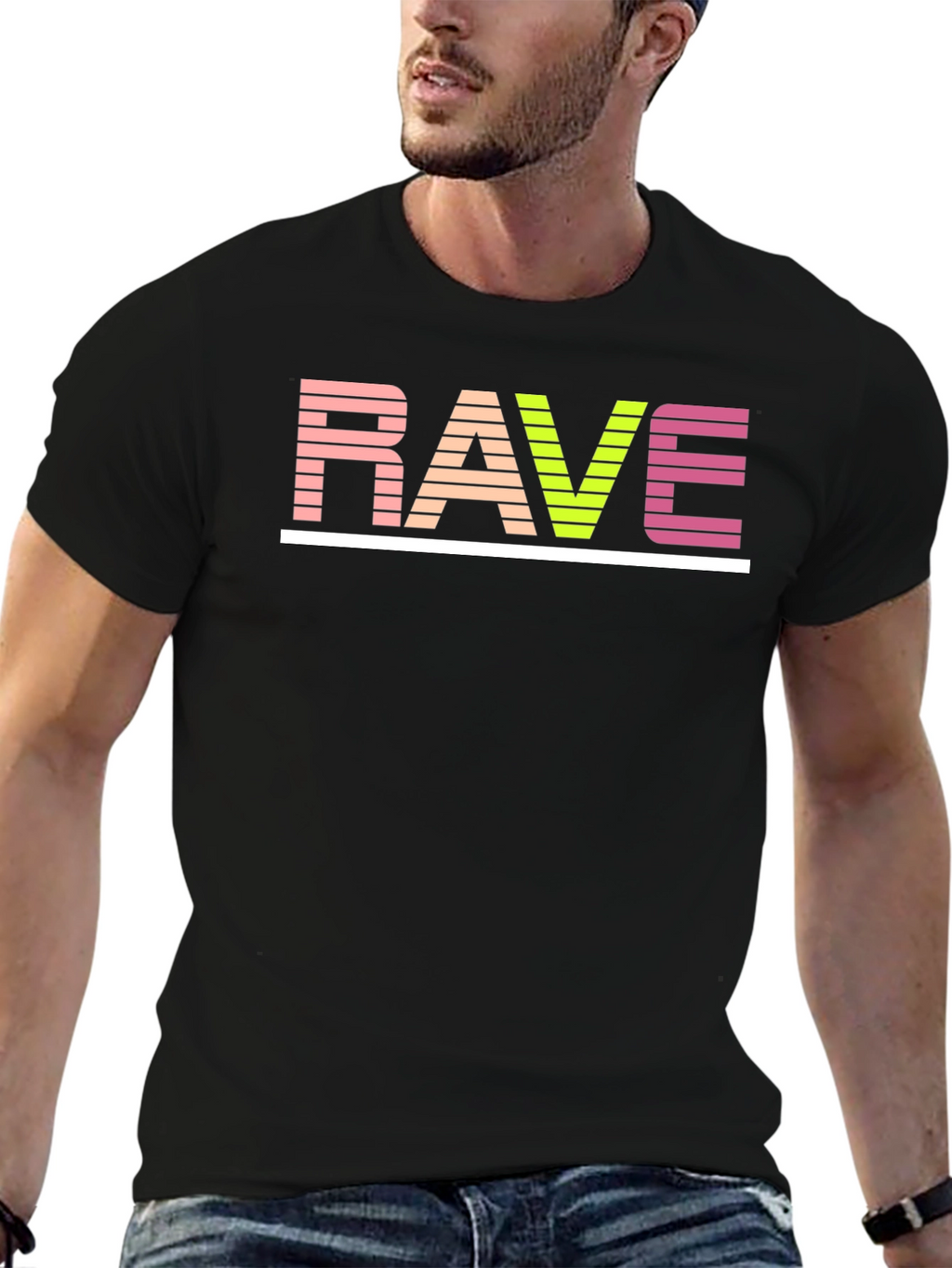 Rave Retro Striped Graphic Tee