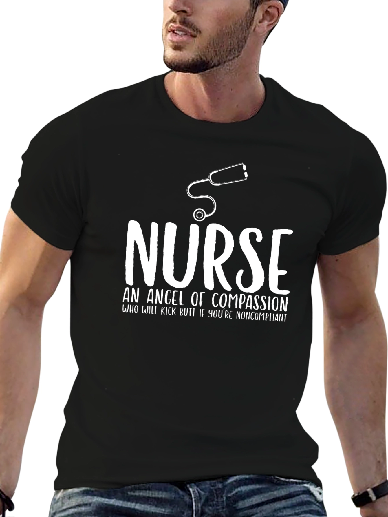 Nurse Angel of Compassion Black T-Shirt