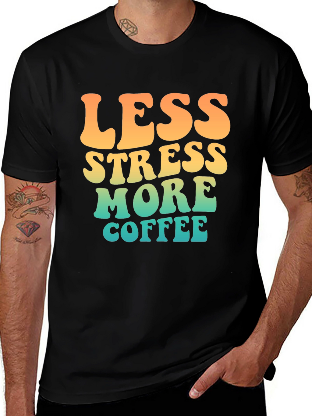 Less Stress More Coffee Retro T-Shirt