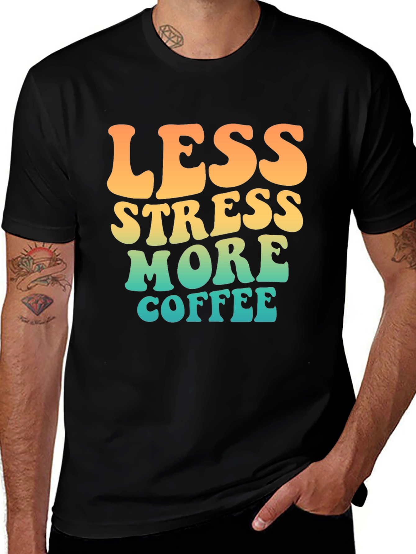 Less Stress More Coffee Retro T-Shirt