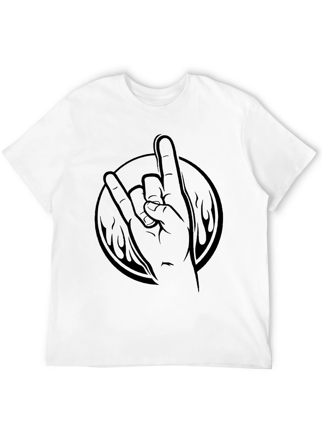 Rock On Hand Gesture Black T-Shirt
