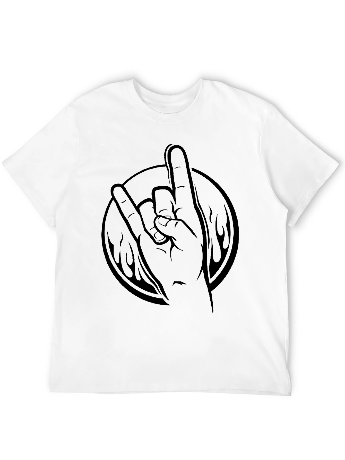 Rock On Hand Gesture Black T-Shirt