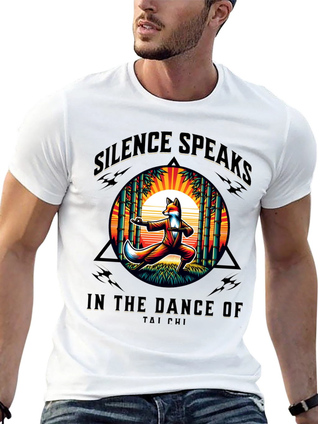 Silence Speaks Tai Chi Fox Graphic T-Shirt