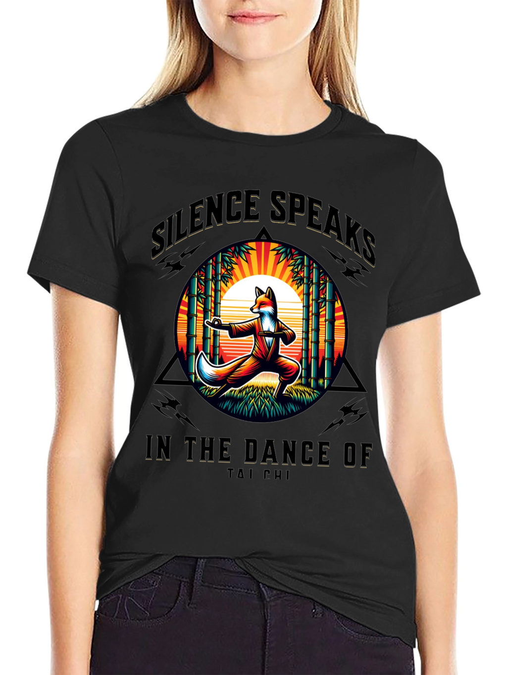 Silence Speaks Tai Chi Fox Graphic T-Shirt