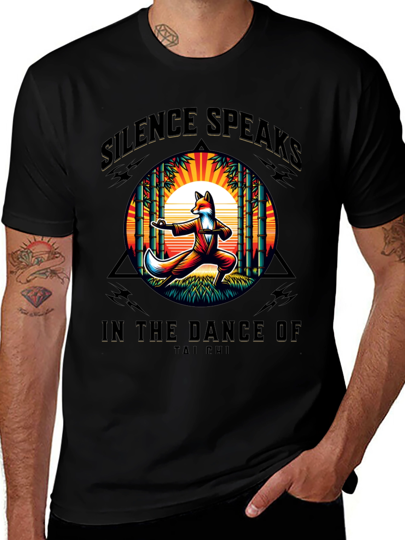 Silence Speaks Tai Chi Fox Graphic T-Shirt