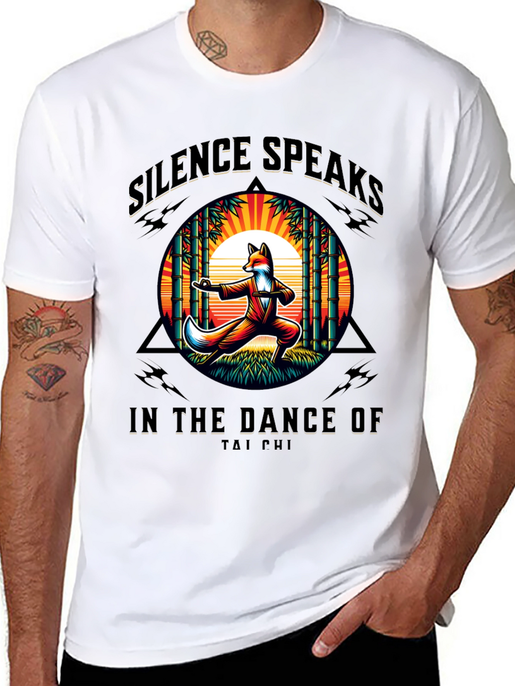 Silence Speaks Tai Chi Fox Graphic T-Shirt